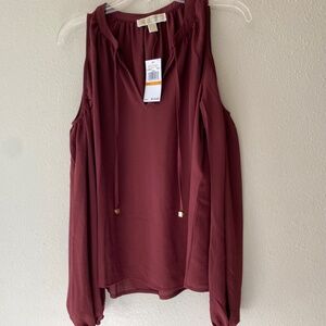 Michael Kors Small NWT Martin Cold Shoulder Long Sleeve Blouse